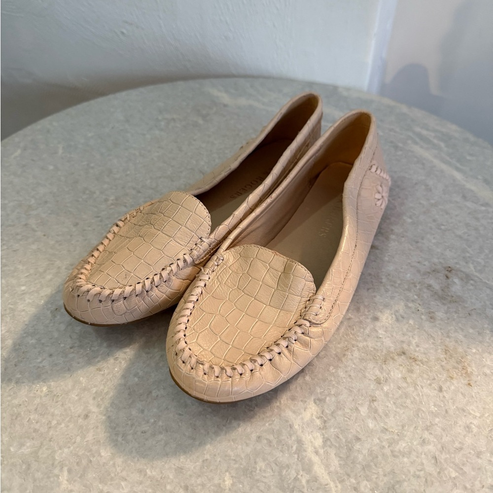 Jack Rogers Millie Moccasins in Blush Croc Leather (8.5)